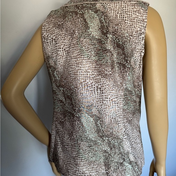 Spanner Women's Gold, brown and turquoise sleeves vest.Ptp 20” lenght23” - Picture 2 of 6